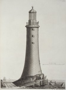 Eddystone Lighthouse graveret af Edward Rooker (ca. 1712-74), 1763